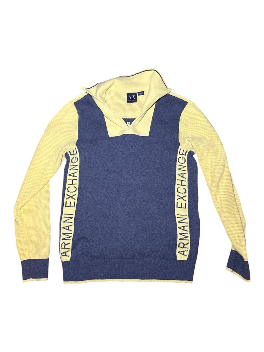 Armani Exchange AX Spellout Colorblock Half Zip Sweater Y2K Size Medium